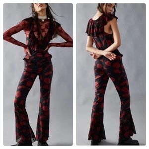 NWOT Free People Austyn One Piece Floral Flare Wide Leg Ruffle Jumpsuit